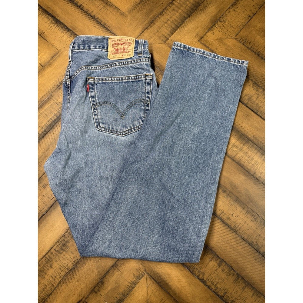 Levis 505 Mens 36x36 Blank Red Tag Straight Fit Jeans
